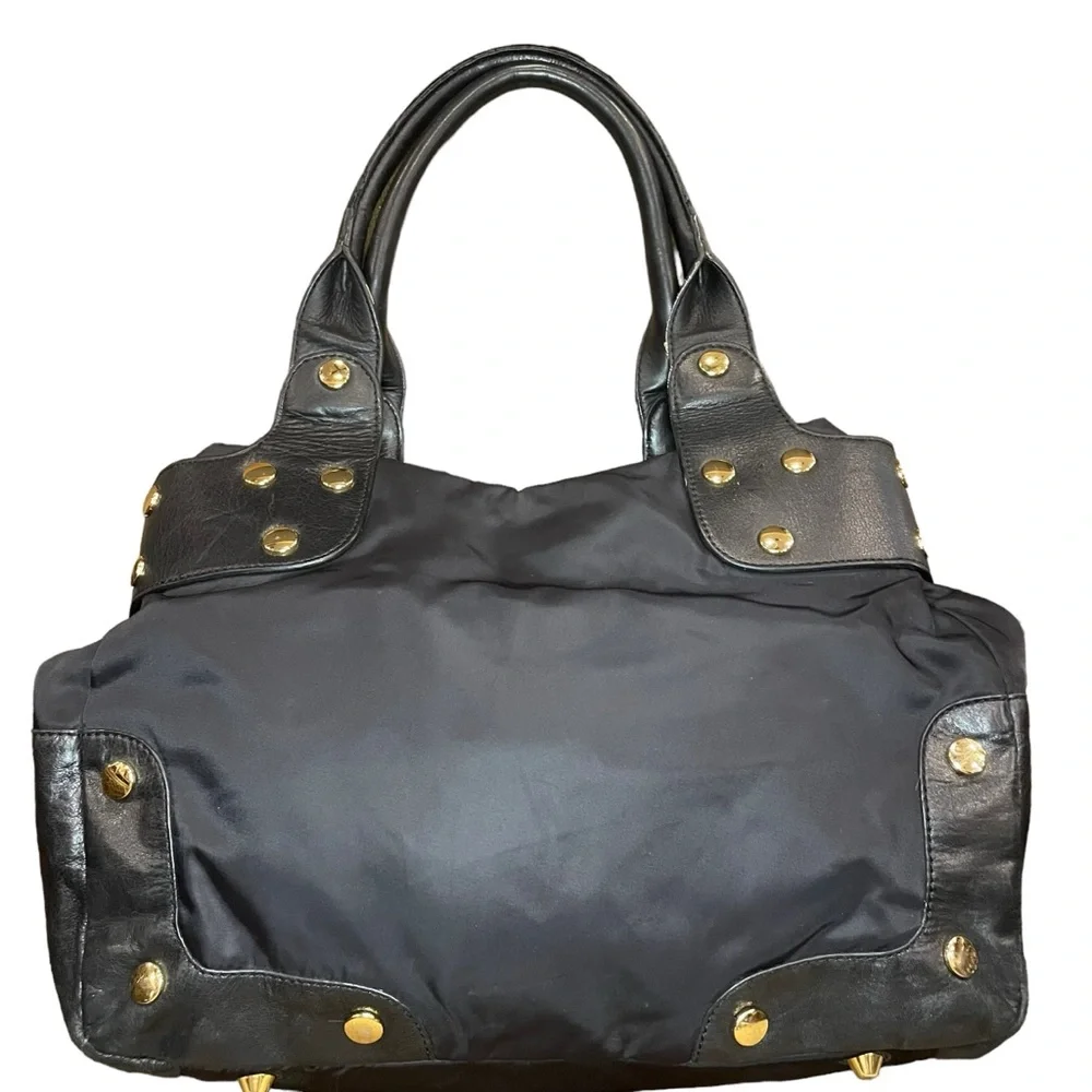 Per Se By Carlisle Black Nylon Leather Purse With Gold Accents Shoulder Bag - Picture 6 of 15